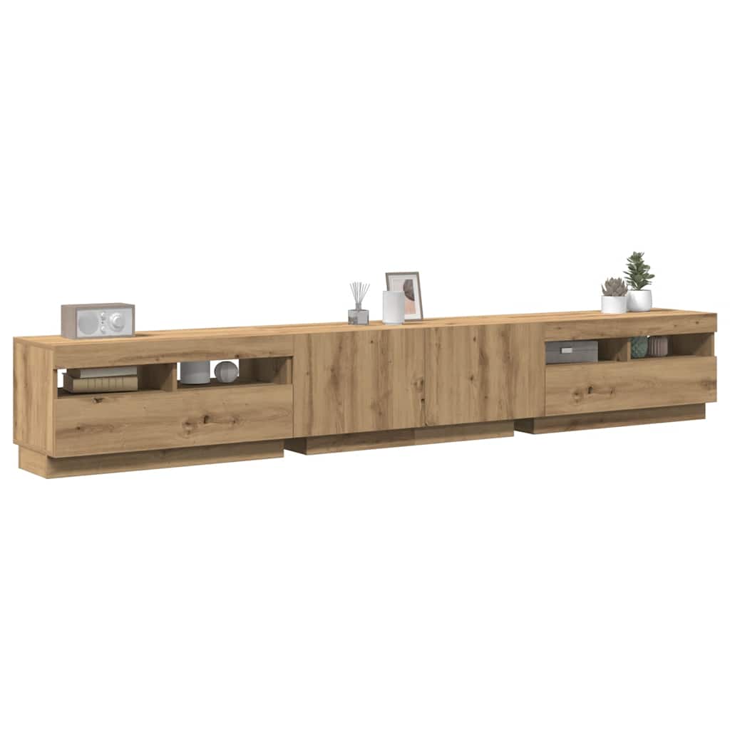 vidaXL TV-Schrank mit LED-Leuchten Artisan-Eiche 260x35x40 cm