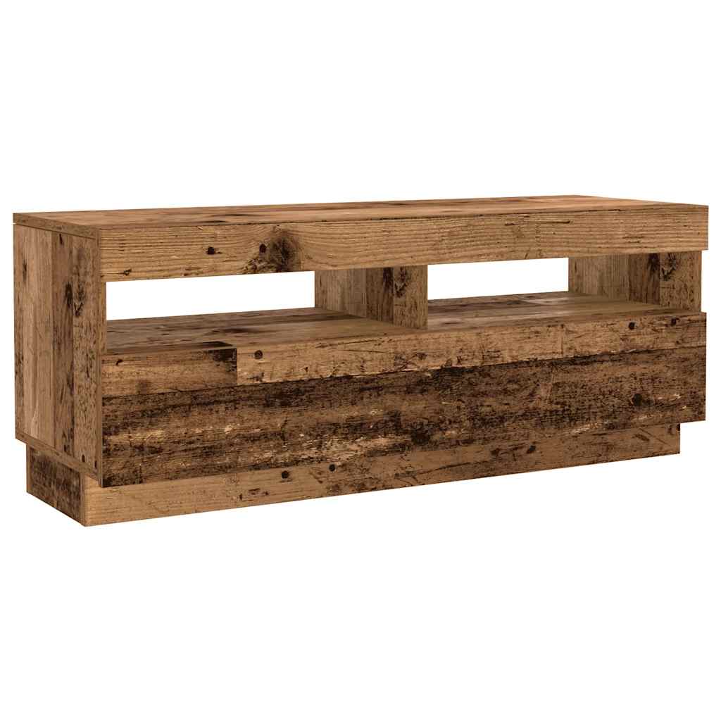 vidaXL Meuble TV avec lumières LED effet bois recyclé 300x35x40 cm