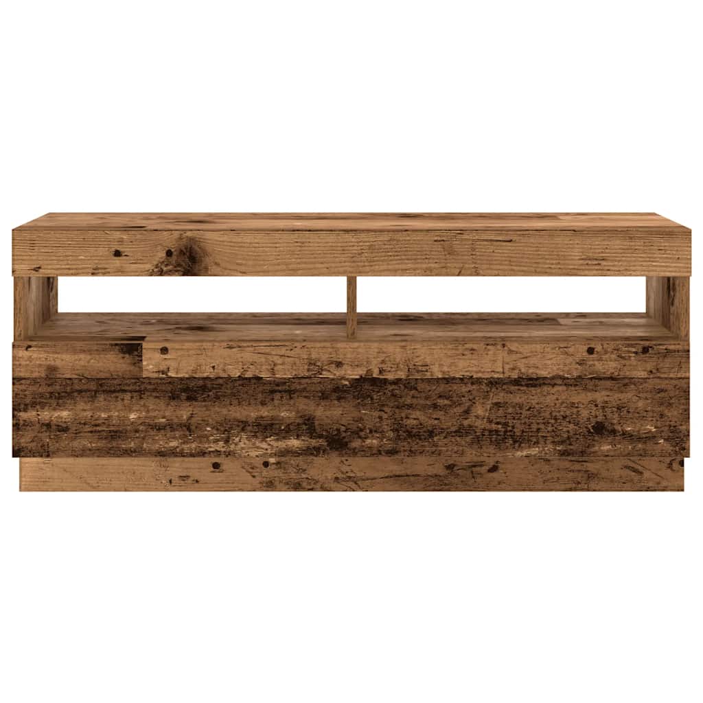 vidaXL Meuble TV avec lumières LED effet bois recyclé 300x35x40 cm