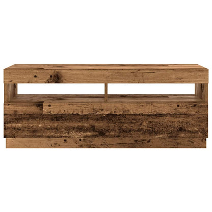 vidaXL Meuble TV avec lumières LED effet bois recyclé 300x35x40 cm