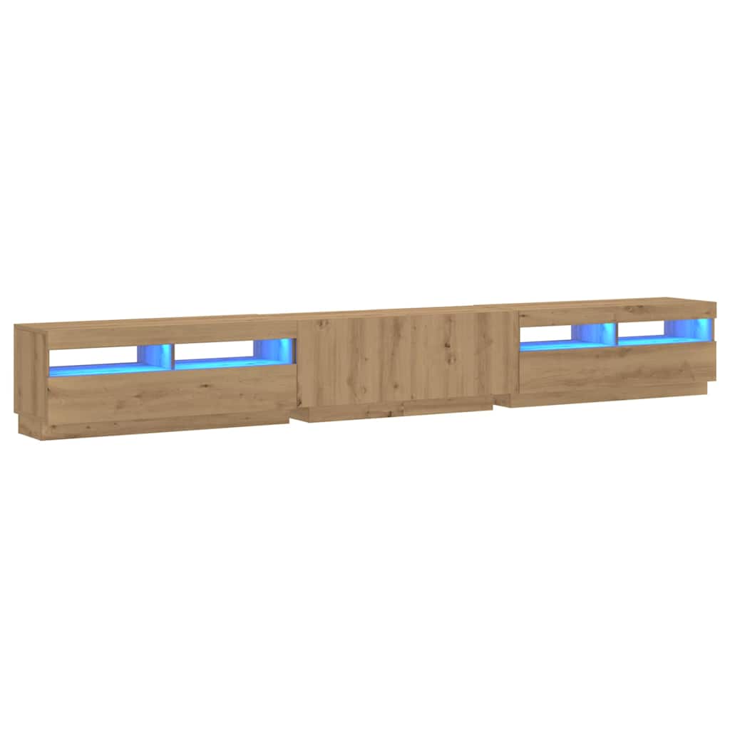 Meuble TV vidaXL avec lumières LED Chêne artisan 300x35x40 cm