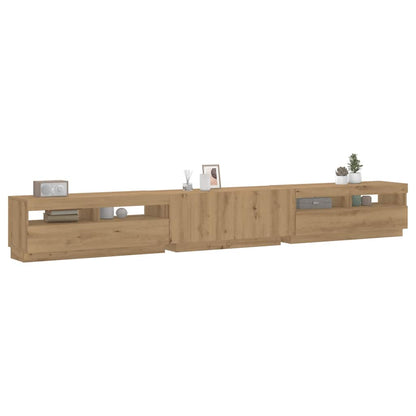 Meuble TV vidaXL avec lumières LED Chêne artisan 300x35x40 cm