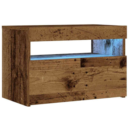vidaXL Nachttisch mit LED-Leuchten Altholz-Optik 60x35x40 cm