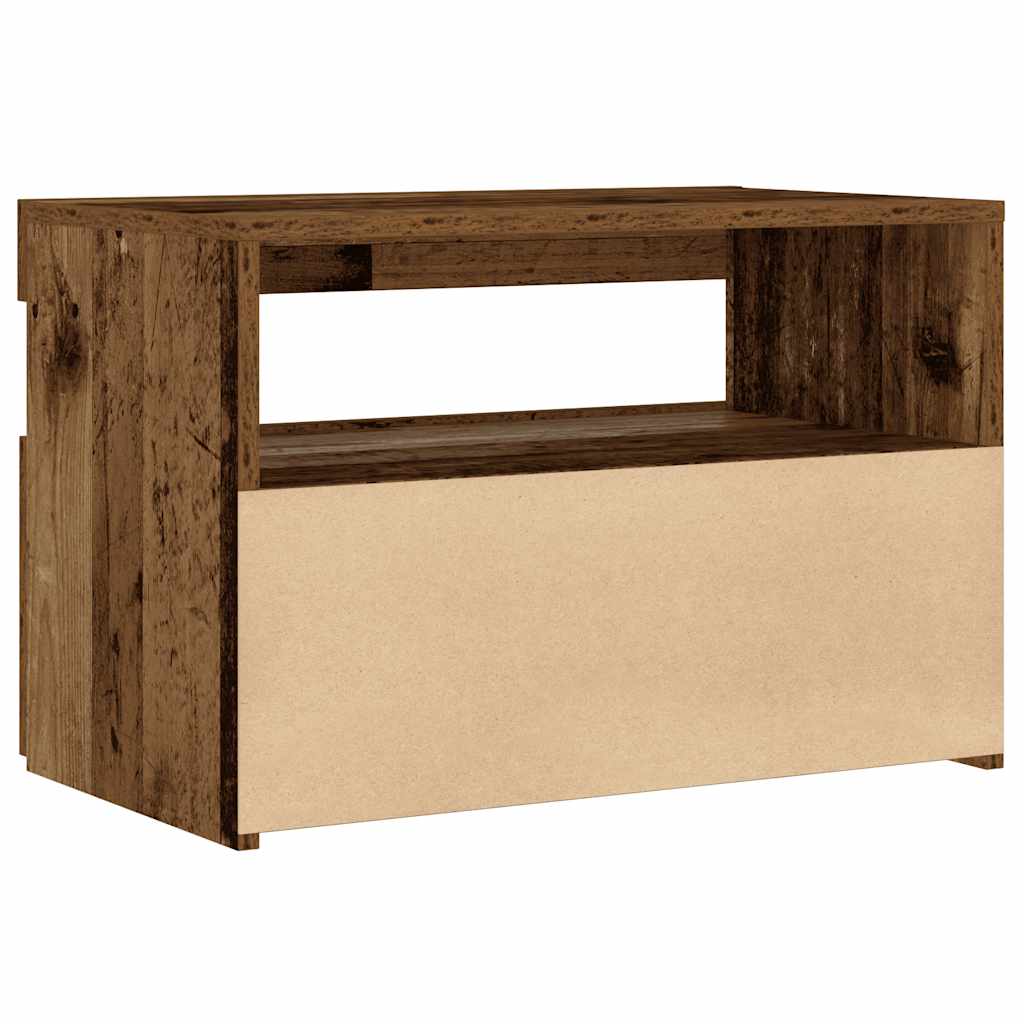 vidaXL Nachttisch mit LED-Leuchten Altholz-Optik 60x35x40 cm