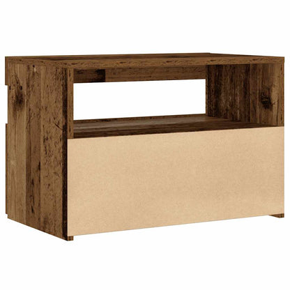vidaXL Nachttisch mit LED-Leuchten Altholz-Optik 60x35x40 cm