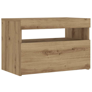 vidaXL Nachttisch mit LED-Leuchten Artisan-Eiche 60x35x40 cm