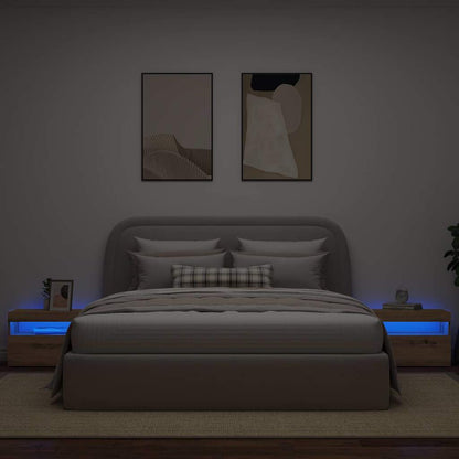 vidaXL Nachttisch mit LED-Leuchten Artisan-Eiche 60x35x40 cm