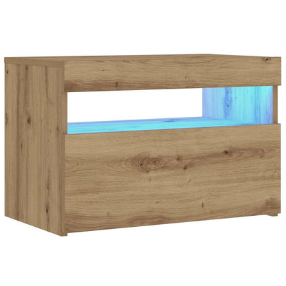 vidaXL Nachttisch mit LED-Leuchten Artisan-Eiche 60x35x40 cm