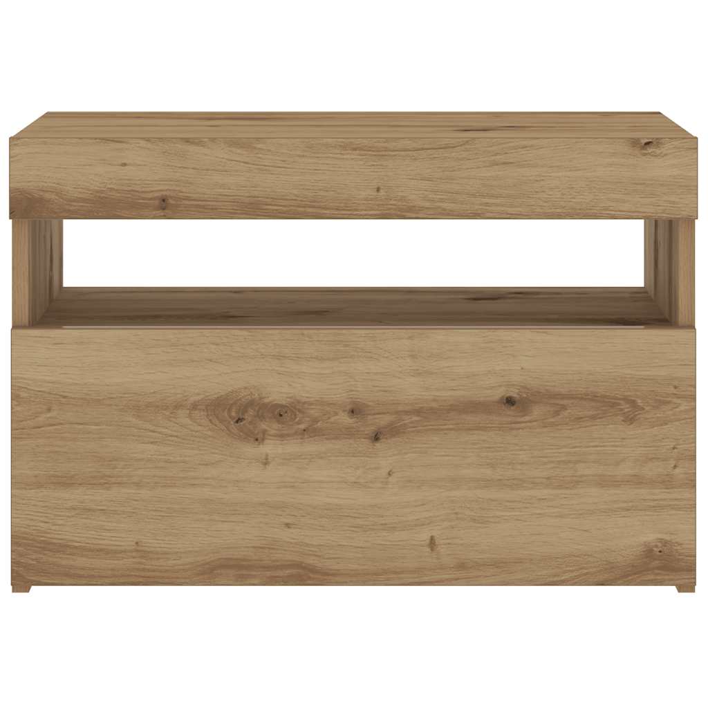 vidaXL Nachttisch mit LED-Leuchten Artisan-Eiche 60x35x40 cm