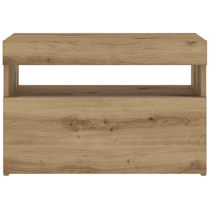vidaXL Nachttisch mit LED-Leuchten Artisan-Eiche 60x35x40 cm