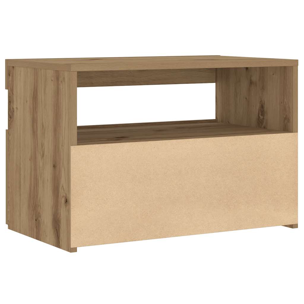 vidaXL Nachttisch mit LED-Leuchten Artisan-Eiche 60x35x40 cm
