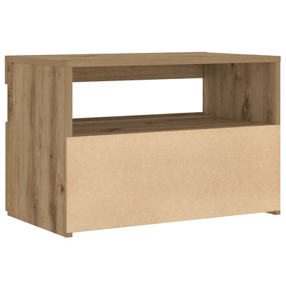 vidaXL Nachttisch mit LED-Leuchten Artisan-Eiche 60x35x40 cm