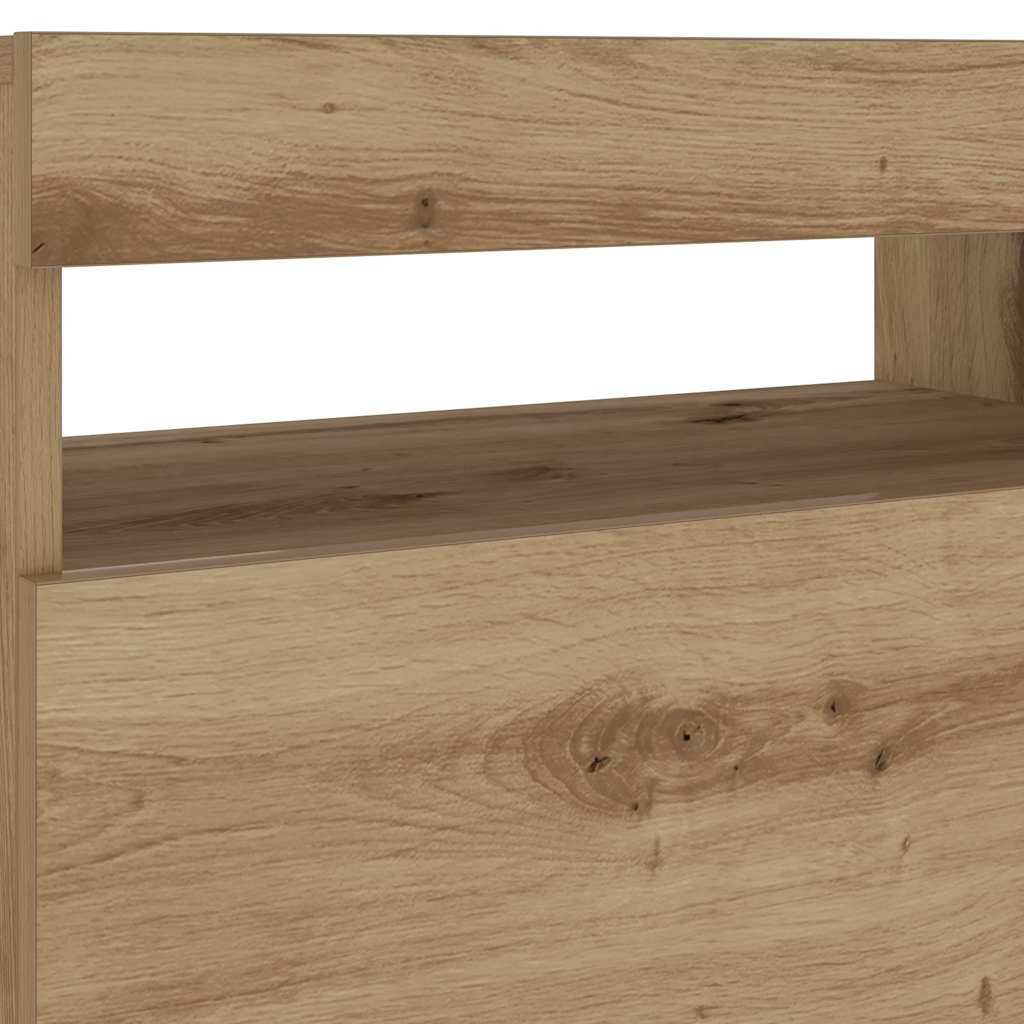 vidaXL Nachttisch mit LED-Leuchten Artisan-Eiche 60x35x40 cm
