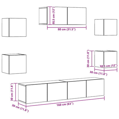 vidaXL 5-teiliges TV-Schrank-Set Wandmontage aus altem Holz