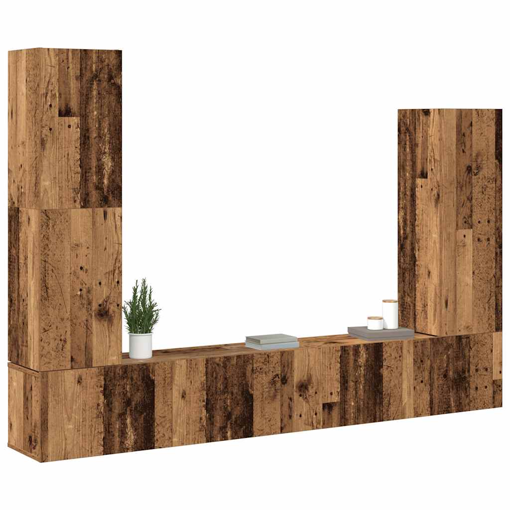 vidaXL 4-tlg. TV-Schrank-Set Wandmontage Altholz-Optik Holzwerkstoff