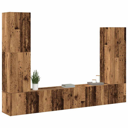 vidaXL 4-tlg. TV-Schrank-Set Wandmontage Altholz-Optik Holzwerkstoff