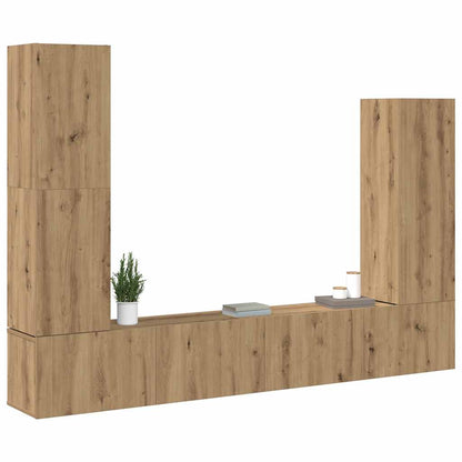 vidaXL 4-tlg. TV-Schrank-Set Wandmontage Artisan-Eiche Holzwerkstoff