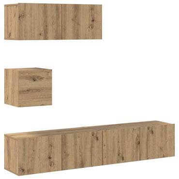 vidaXL 4-tlg. TV-Schrank-Set Wandmontage Artisan-Eiche Holzwerkstoff