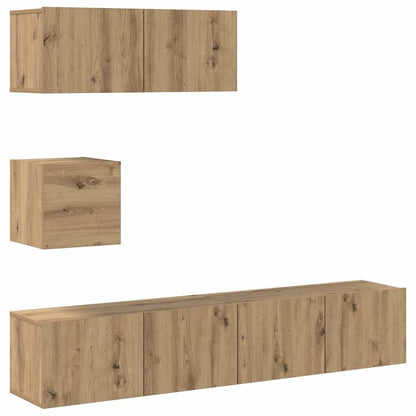 vidaXL 4-tlg. TV-Schrank-Set Wandmontage Artisan-Eiche Holzwerkstoff