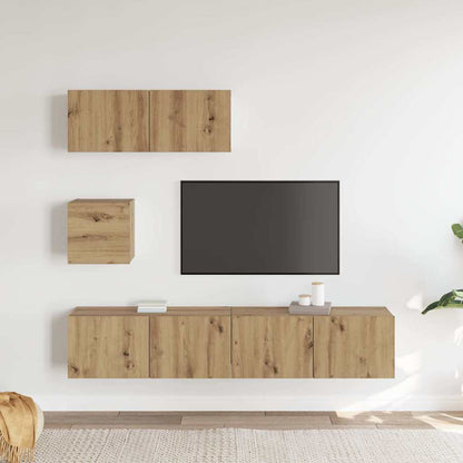 vidaXL 4-tlg. TV-Schrank-Set Wandmontage Artisan-Eiche Holzwerkstoff