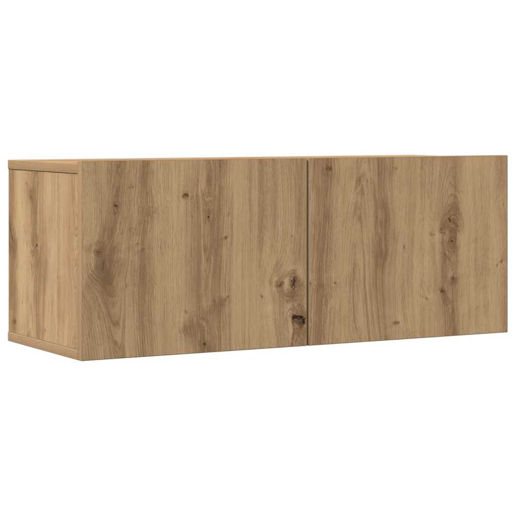 vidaXL 4-tlg. TV-Schrank-Set Wandmontage Artisan-Eiche Holzwerkstoff