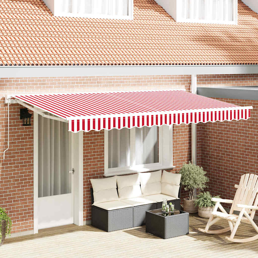 vidaXL Markisenersatzstoff Rot und Weiß 380 x 195 cm Polyester