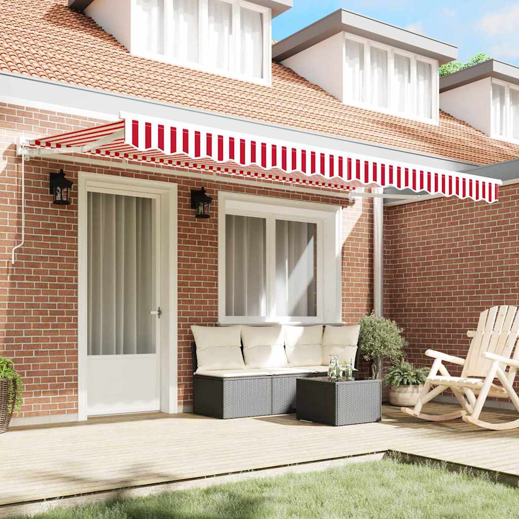 vidaXL Markisenersatzstoff Rot und Weiß 380 x 195 cm Polyester