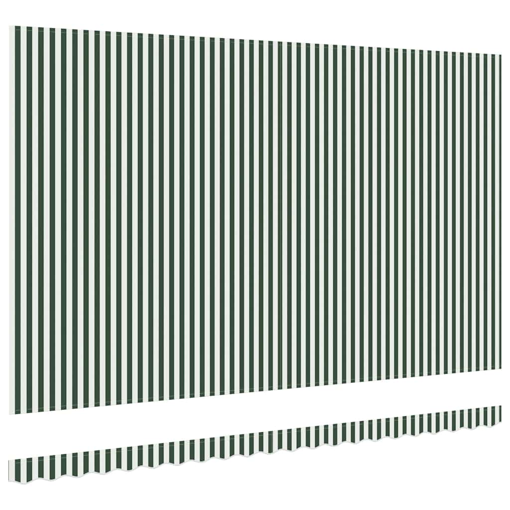 vidaXL Markisen-Ersatzstoff Grün und Weiß 500 x 350 cm Segeltuch