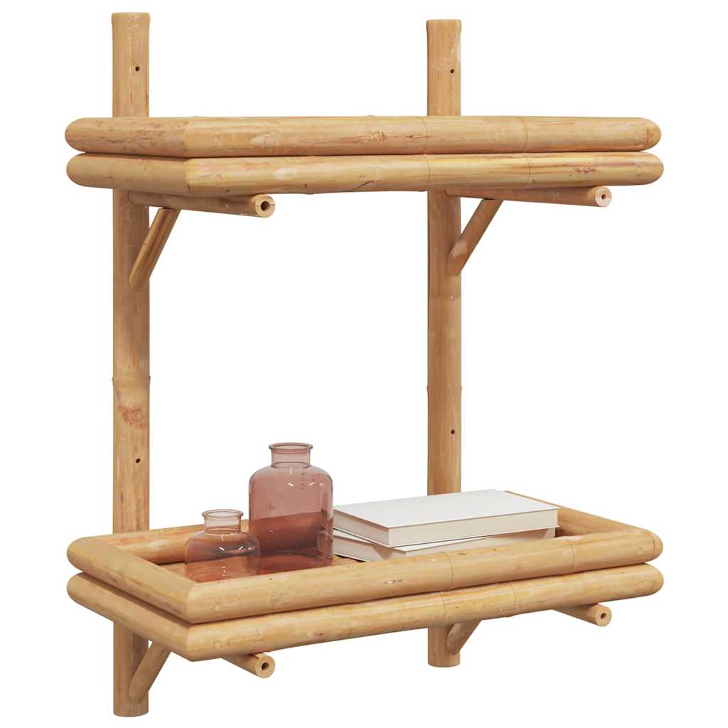 vidaXL Wandregal mit Regal Wandmontiert Braun 39 x 26 x 60 cm Bambus