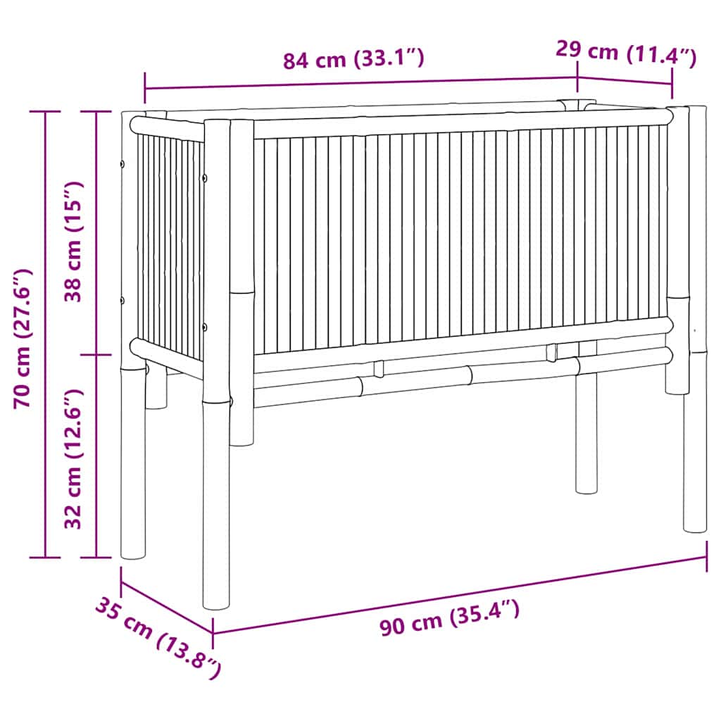 vidaXL Hochbeet Braun 90 x 35 x 70 cm Bambus