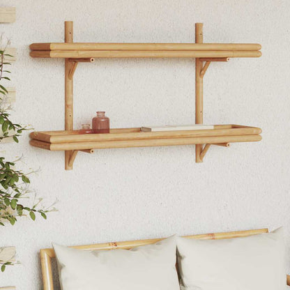 vidaXL Wandregal mit Regal Wandmontiert Braun 100 x 26 x 60 cm Bambus