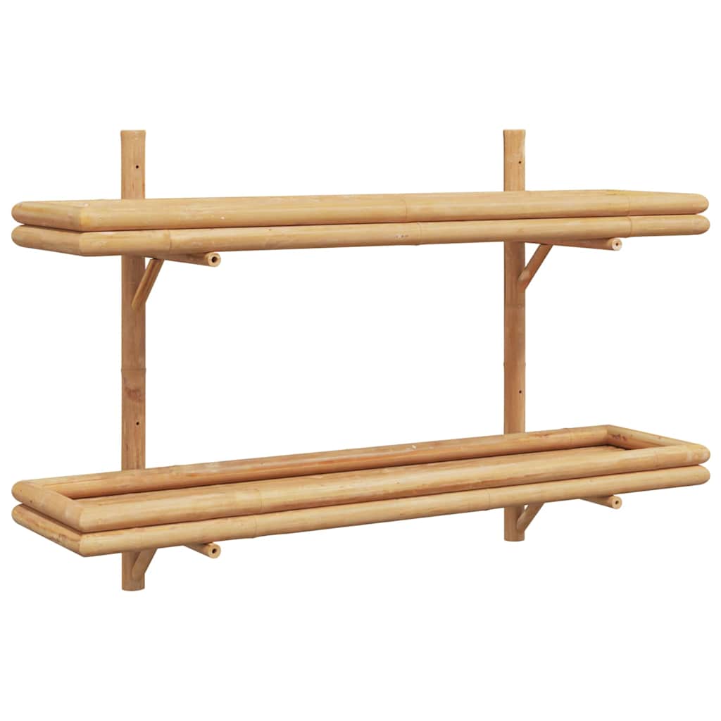 vidaXL Wandregal mit Regal Wandmontiert Braun 100 x 26 x 60 cm Bambus