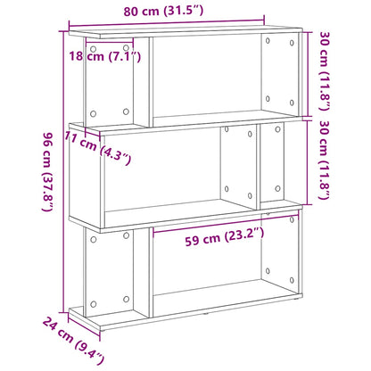 vidaXL Bücherregal Schwarz Eichen-Optik 80x24x96 cm Holzwerkstoff