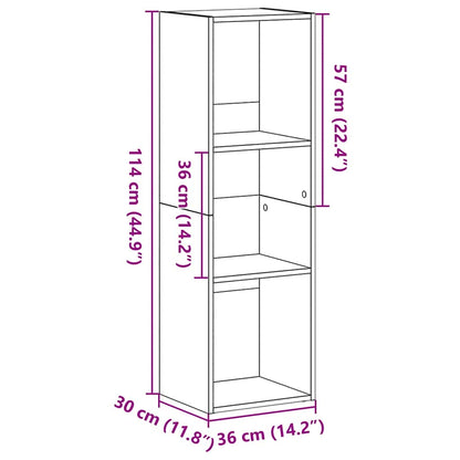 vidaXL Bücherregal Schwarz Eichen-Optik 36x30x114 cm Holzwerkstoff