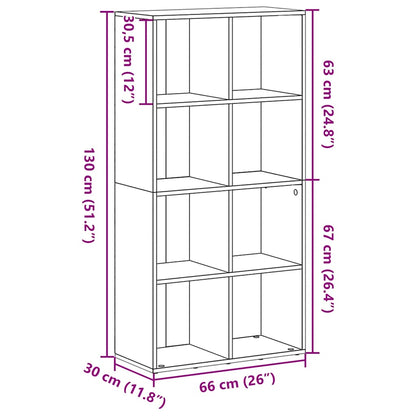 vidaXL Bücherregal Schwarz Eichen-Optik 66x30x130 cm Holzwerkstoff