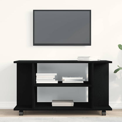 TV-Schrank mit Rollen Schwarz Eichen-Optik 80x40x45 cm