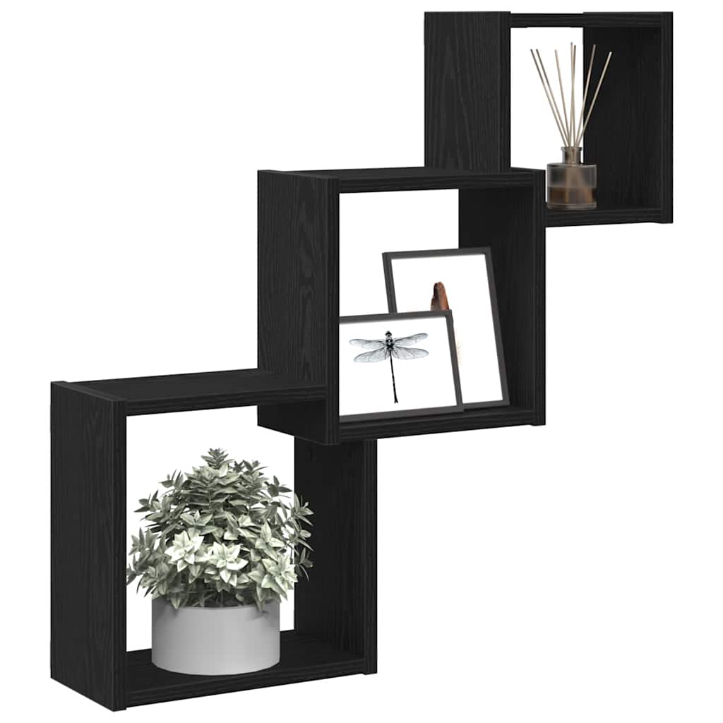 vidaXL Étagères cubes Aspect chêne noir 68x15x68 cm Bois d'ingénierie