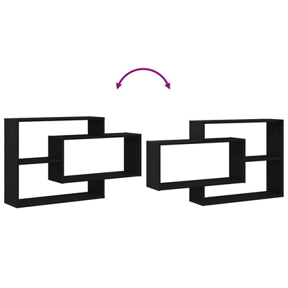 Wandregal Eiche Schwarz 104x20x58,5 cm Holzwerkstoff