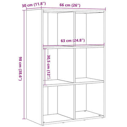 vidaXL Bücherregal Schwarz Eichen-Optik 66x30x98 cm Holzwerkstoff