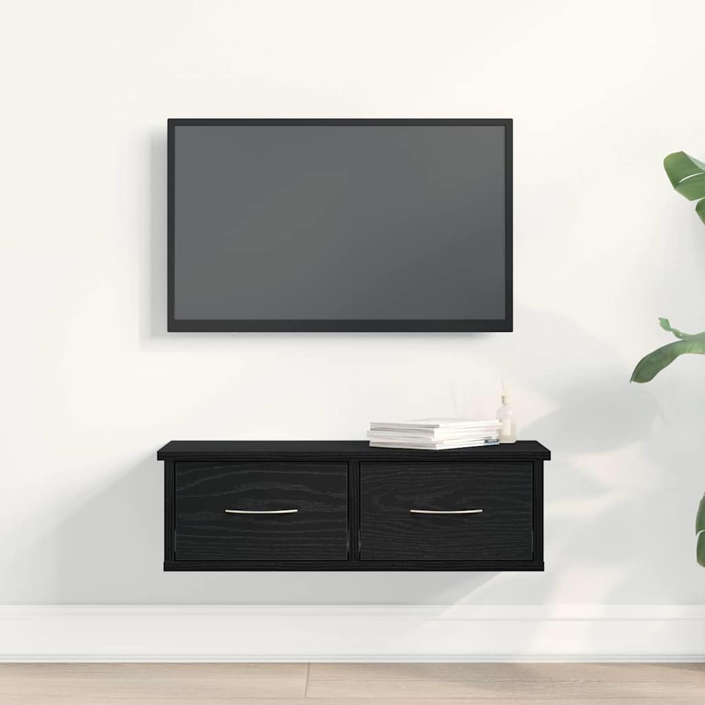 vidaXL Wandschrank Wandmontiert Schwarz Eichen-Optik 60 x 26 x 18,5 cm