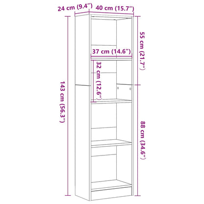 vidaXL Bücherregal Schwarz Eichen-Optik 40x24x143 cm Holzwerkstoff