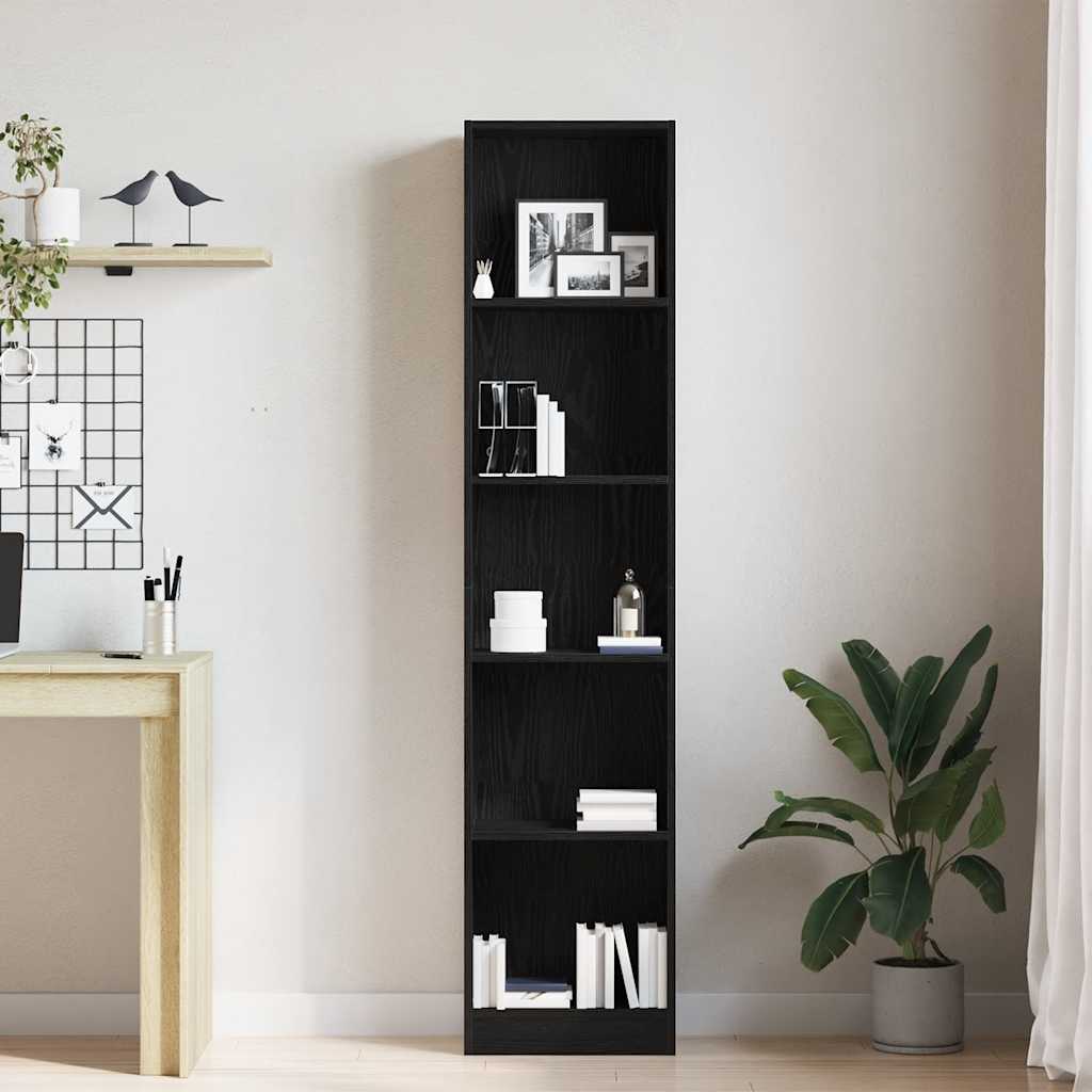 vidaXL Bücherregal Schwarz Eichen-Optik 40x24x176 cm Holzwerkstoff