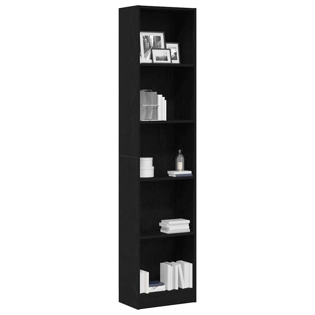 vidaXL Bücherregal Schwarz Eichen-Optik 40x24x176 cm Holzwerkstoff