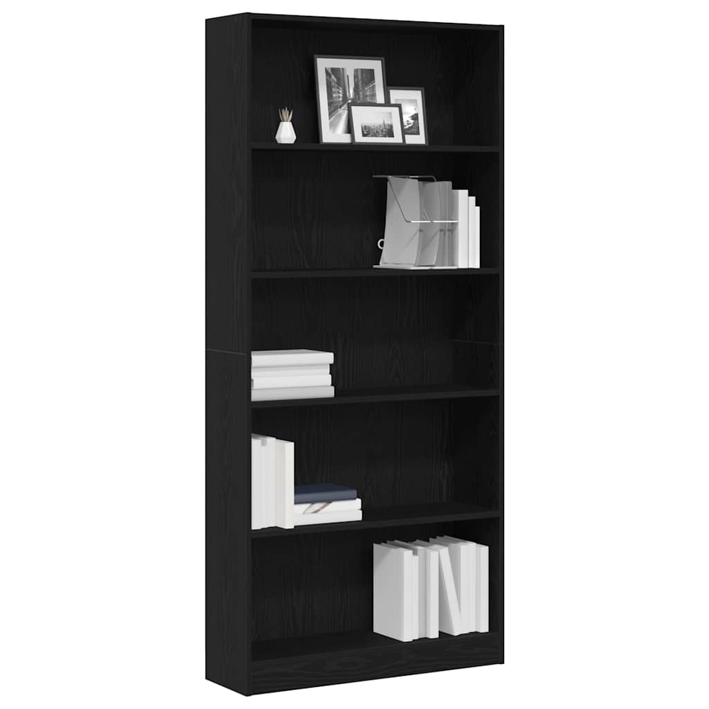 vidaXL Bücherregal Schwarz Eichen-Optik 80x24x176 cm Holzwerkstoff