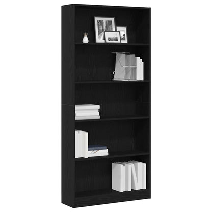 vidaXL Bücherregal Schwarz Eichen-Optik 80x24x176 cm Holzwerkstoff