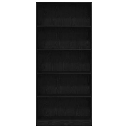 Bücherregal Schwarz Eichen-Optik 80x24x176 cm Holzwerkstoff