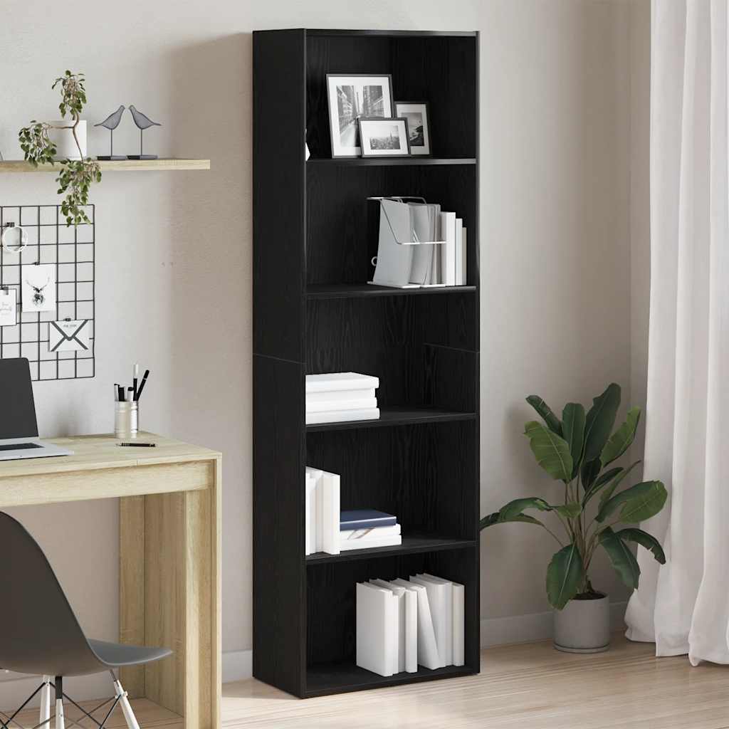 vidaXL Bücherregal Schwarz Eichen-Optik 60x30x189 cm Holzwerkstoff