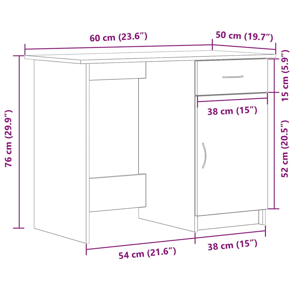 vidaXL Schreibtisch mit Speicher Schwarz Eichen-Optik 100 x 50 x 76 cm
