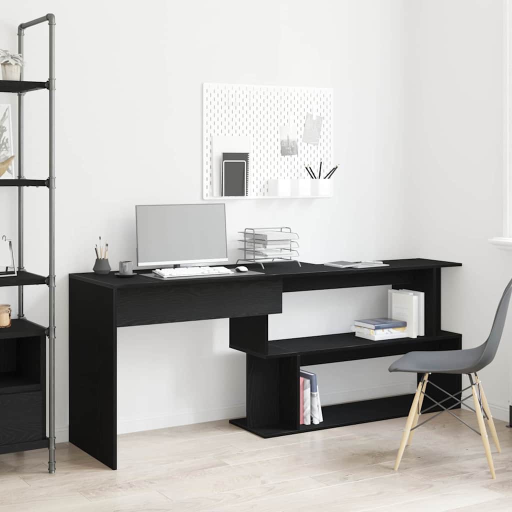 vidaXL Schreibtisch Schwarz Eichen-Optik 200 x 50 x 76 cm