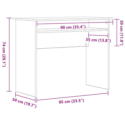 vidaXL Schreibtisch Schwarz Eichen-Optik 90x50x74 cm Holzwerkstoff